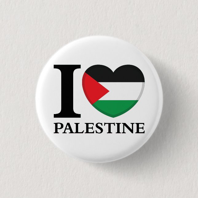 I Kärlek Palestina Button Patriotic Palestina Flag Knapp (Framsida)