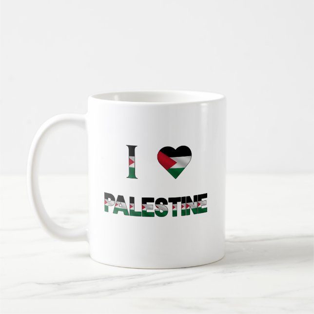 I Kärlek Palestina Heart Flagga Unity Freedom Kaffemugg (Vänster)