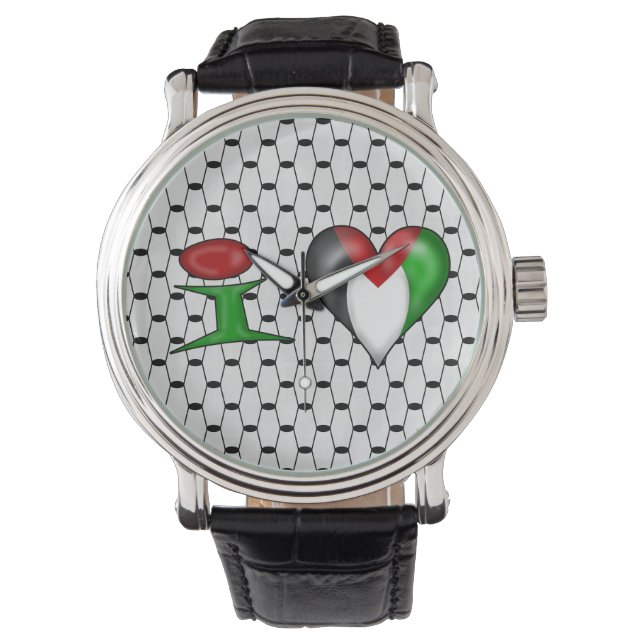 I kärlek Palestina Hjärtar jag Palestina Armbandsur (Framsida)