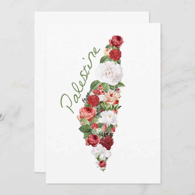 I Kärlek Palestina Mitt hemland Palestina Karta Inbjudningar (Fram/baksida)