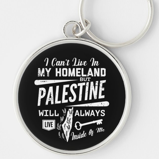 I Kärlek Palestine My Homeland Anpassade Keychain Rund Silverfärgad Nyckelring (Framsidan)