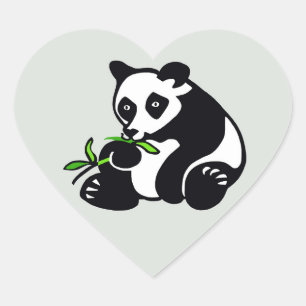I kärlek Panda BEARS - Jord - natur - Hjärtformat Klistermärke