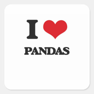 I Kärlek Pandas Fyrkantigt Klistermärke