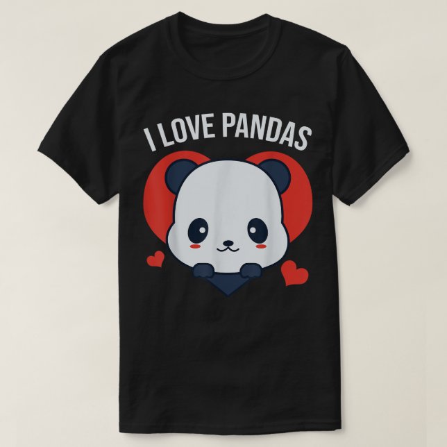 I Kärlek Pandas Heart Shape Cute Panda Bear T Shirt (Design framsida)
