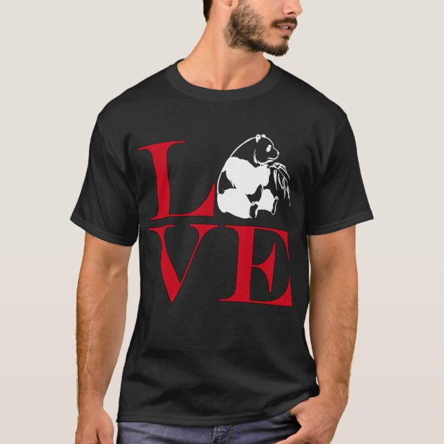 I Kärlek Pandas - Mörk Färgad Tee Shirt (Framsida)