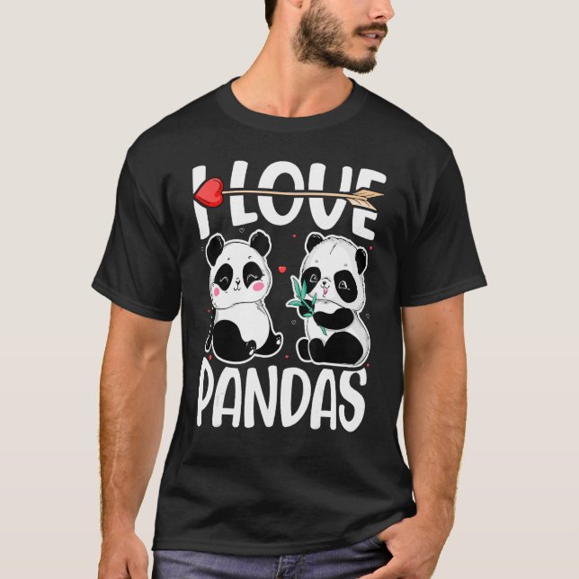 I Kärlek Pandas Panda Bear T Shirt (Framsida)