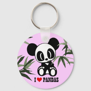 I Kärlek Pandas - Rosa Nyckelring
