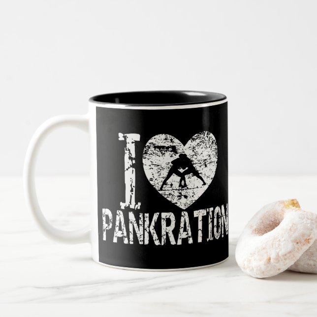 I Kärlek Pankration Grunge Heart Två-Tonad Mugg (Med munk)
