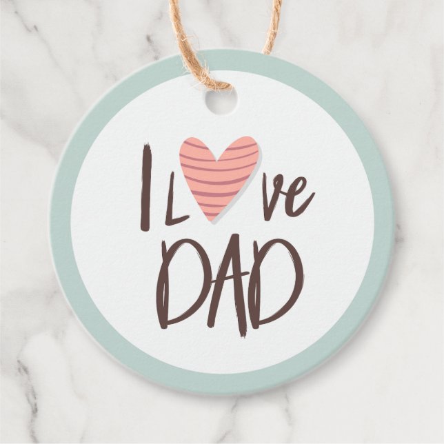 I kärlek pappa - fars dag - hjärtat gåvor etiketter (Framsida)