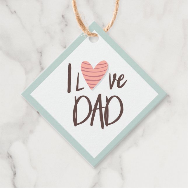 I kärlek pappa - fars dag - hjärtat gåvor etiketter (Framsida)