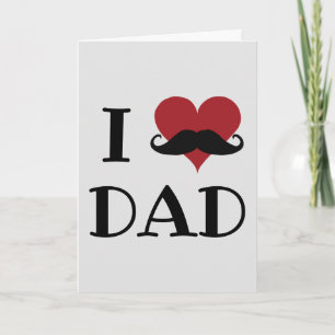 I Kärlek Pappa Heart Mustache Red Black Kort