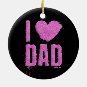 I Kärlek Pappa Rosa Glitter Typografi Ornament