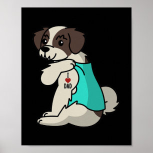 I Kärlek Pappa Tattoo Shih Tzu Far Hund Poster