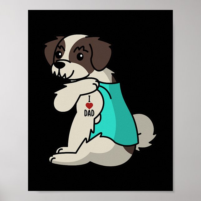 I Kärlek Pappa Tattoo Shih Tzu Far Hund Poster (Framsidan)