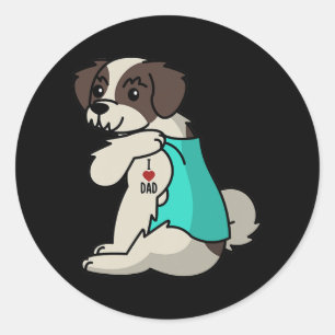 I Kärlek Pappa Tattoo Shih Tzu Far Hund Runt Klistermärke