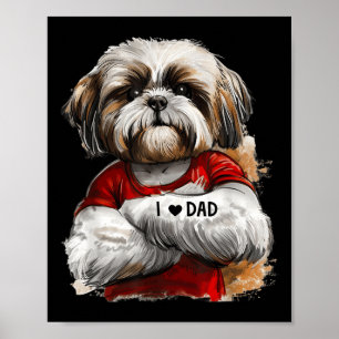I Kärlek Pappa Tattoo Shih Tzu Pappa Funny Fars da Poster