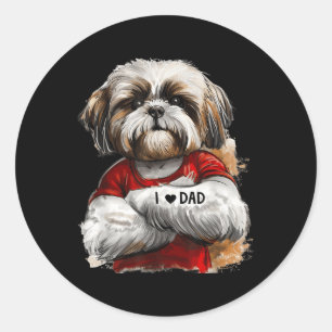 I Kärlek Pappa Tattoo Shih Tzu Pappa Funny Fars da Runt Klistermärke