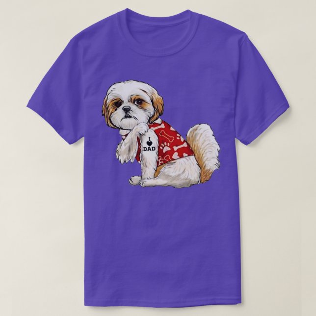 I Kärlek Pappa Tattoo Shih Tzu Pappa Funny Fars da T Shirt (Design framsida)