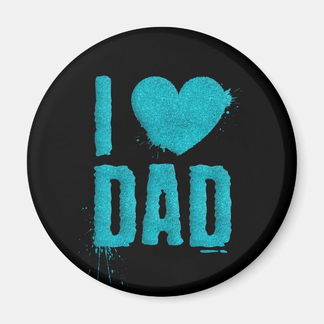 I Kärlek Pappa Teal Glitter Typografi | Magnet (Framsidan)