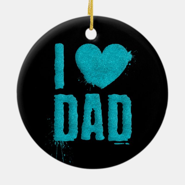 I Kärlek Pappa Teal Glitter Typografi | Ornament (Baksidan)