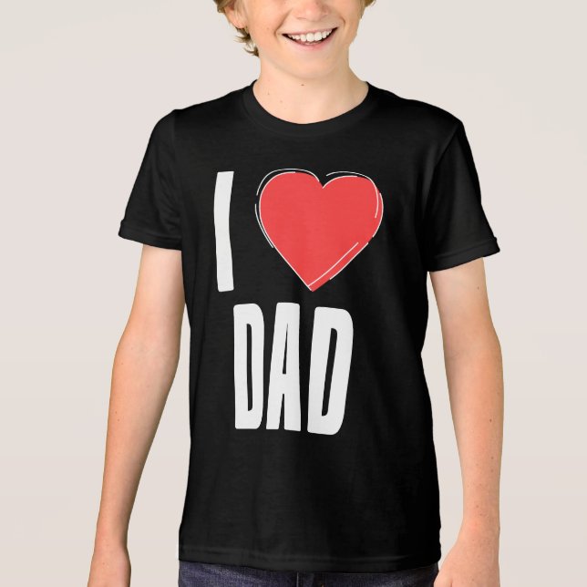 I Kärlek Pappa Typography Kids Far's Day Shirt T Shirt (Framsida)