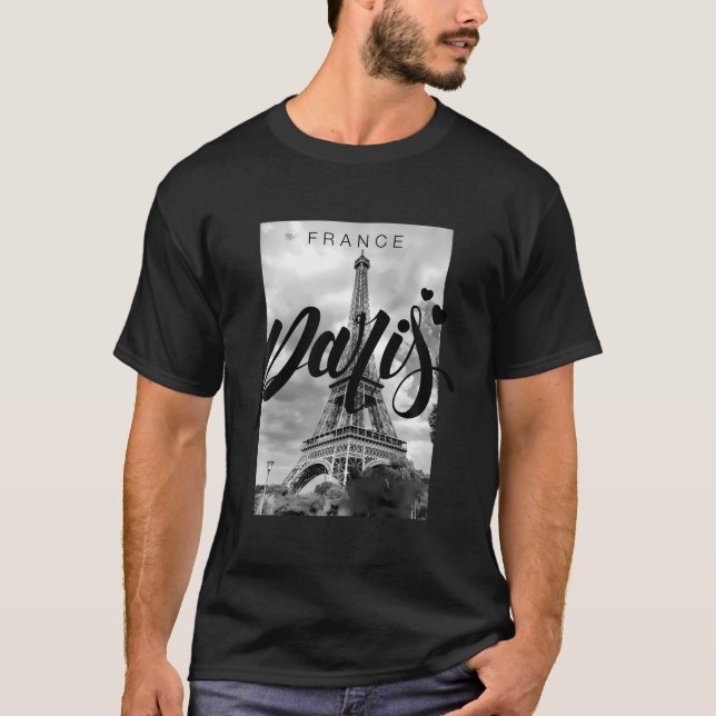 I Kärlek Paris Coola Real Paris Frankrike Skyline  T Shirt (Framsida)