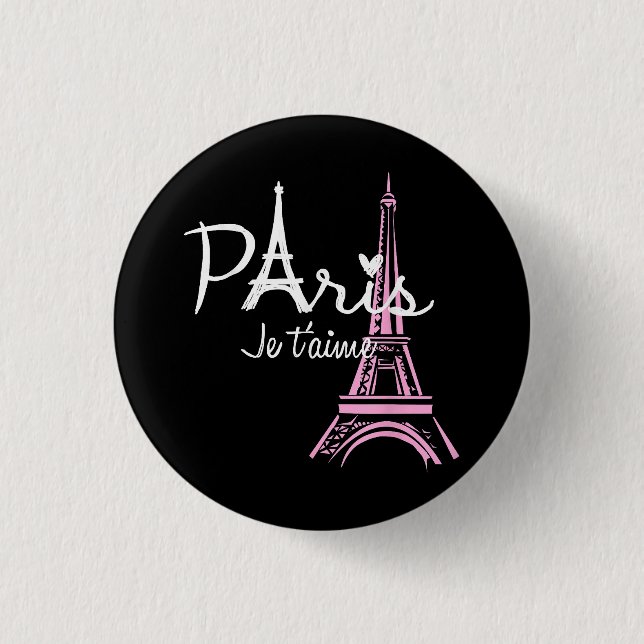 I Kärlek Paris Eiffel Torn Frankrike Fransk Souven Knapp (Framsida)