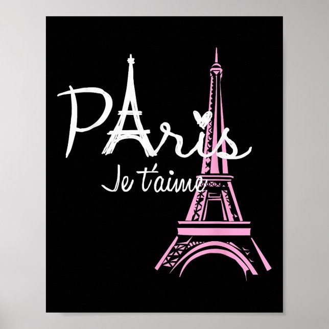I Kärlek Paris Eiffel Torn Frankrike Fransk Souven Poster (Framsidan)