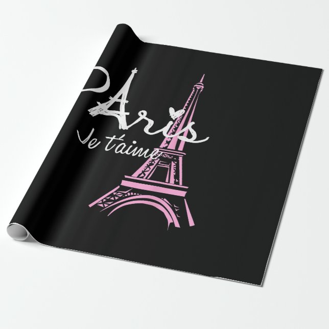 I Kärlek Paris Eiffel Torn Frankrike Fransk Souven Presentpapper (Utrullad)