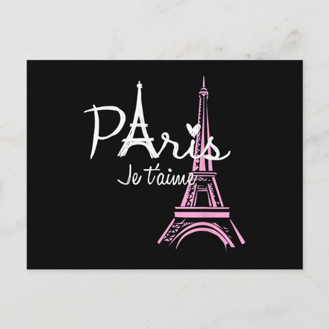 I Kärlek Paris Eiffel Torn Frankrike Fransk Souven Vykort (Framsida)