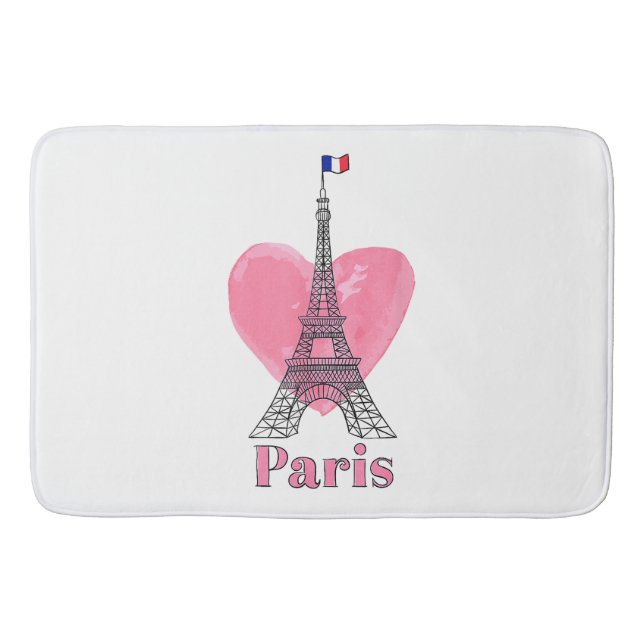 I Kärlek Paris Eiffel Torn Frankrike Gift Badrumsmatta (Framsidan)