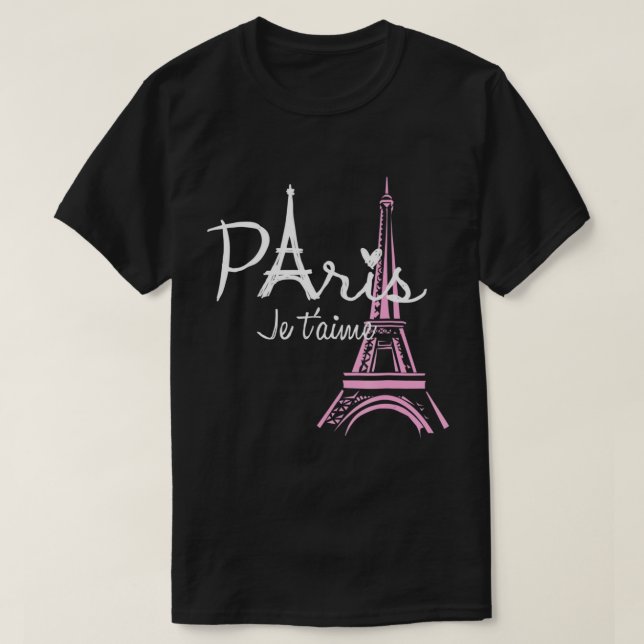I Kärlek Paris Eiffel Torn Frankrike T-Shirt Frans (Design framsida)