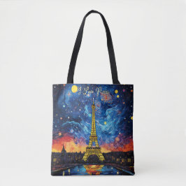 I kärlek Paris Eiffel Torn Illustration Travel Art Tygkasse