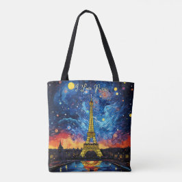 I kärlek Paris Eiffel Torn Illustration Travel Art Tygkasse