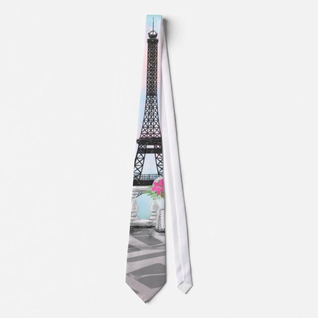 I Kärlek Paris - Eiffel Torn och Bouquet Flowers Slips (Framsida)