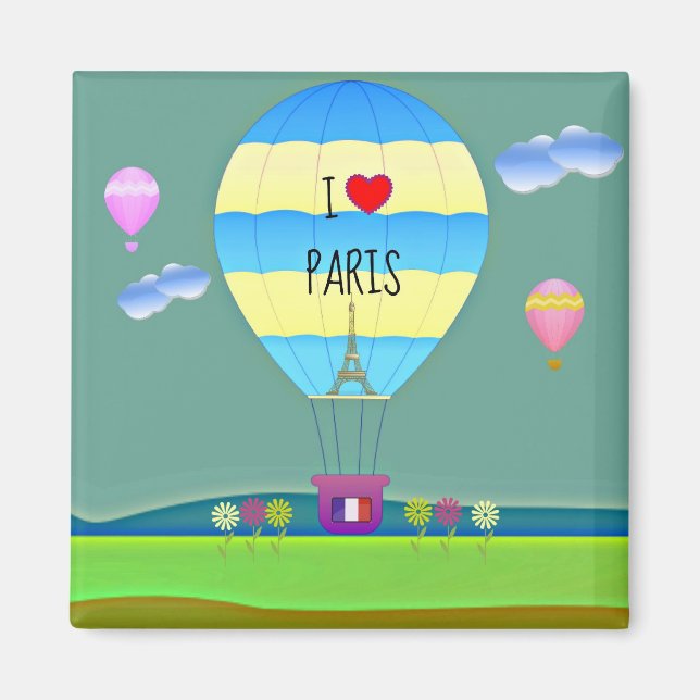I Kärlek Paris, färglös Luftballong Magnet (Framsidan)