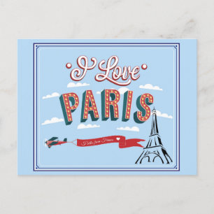I Kärlek Paris Frankrike Eiffel Torn Travel Vykort