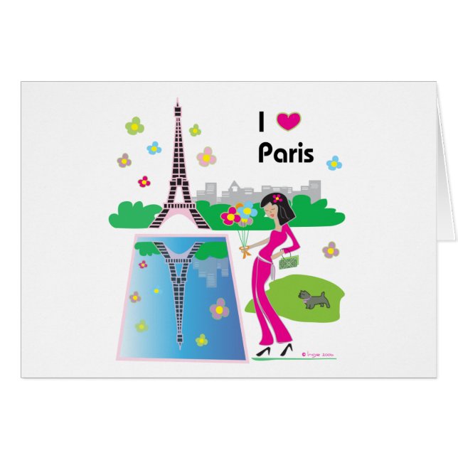 I kärlek Paris, Frankrike Hälsningskort (Framsidan Horizontal)