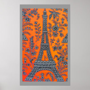 I Kärlek Paris Grått Gräns Poster liten