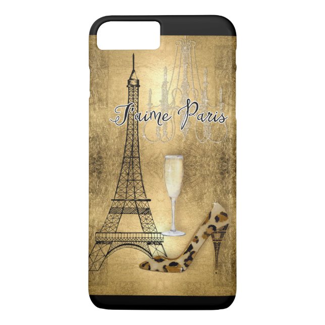 I Kärlek Paris Guld Eiffel Torn Mode Shoes Löv Case-Mate iPhone Skal (Baksida)