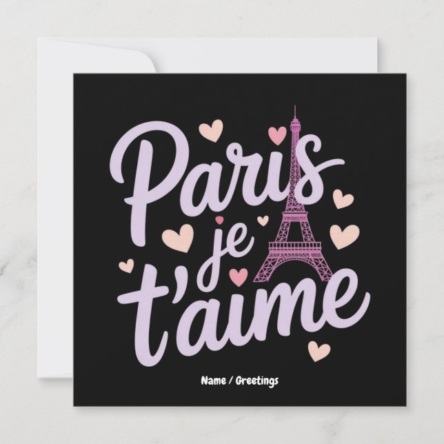 I Kärlek Paris Je t'aime Eiffel Torn Frankrike T-S Inbjudningar (Framsida)