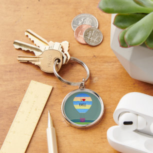 I Kärlek Paris, Luftballong Rund Silverfärgad Nyckelring