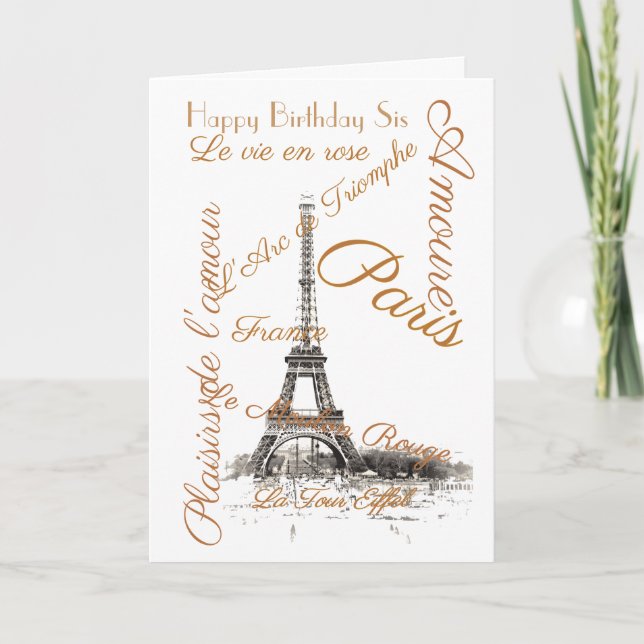 "I KÄRLEK PARIS" SISTER GREETING CARD KORT (Framsida)