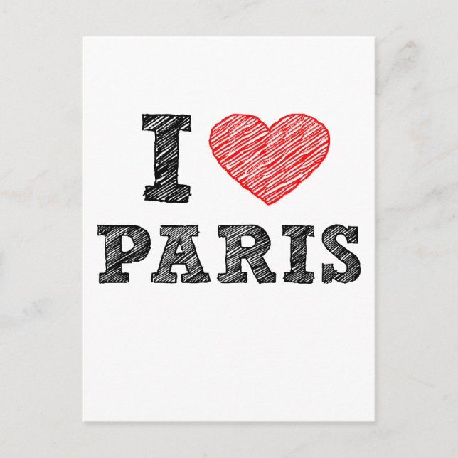 I Kärlek Paris Sketch Vykort (Framsida)
