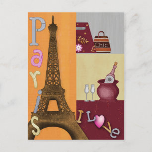 I kärlek Paris Vykort