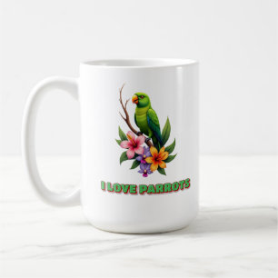 "I Kärlek Parrots - Colorful Tropical Parrot & Flo Kaffemugg