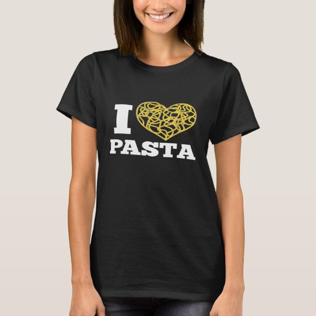 I Kärlek Pasta Cute Spaghetti Italiana Food Heart  T Shirt (Framsida)
