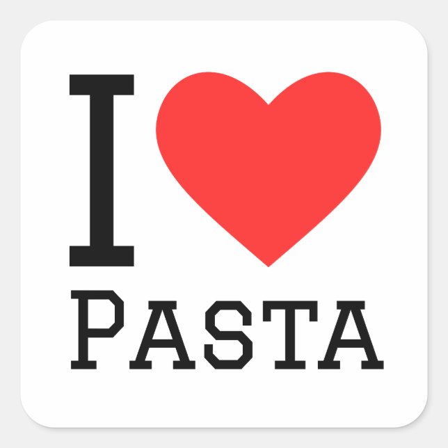 I kärlek pasta fyrkantigt klistermärke (Framsida)