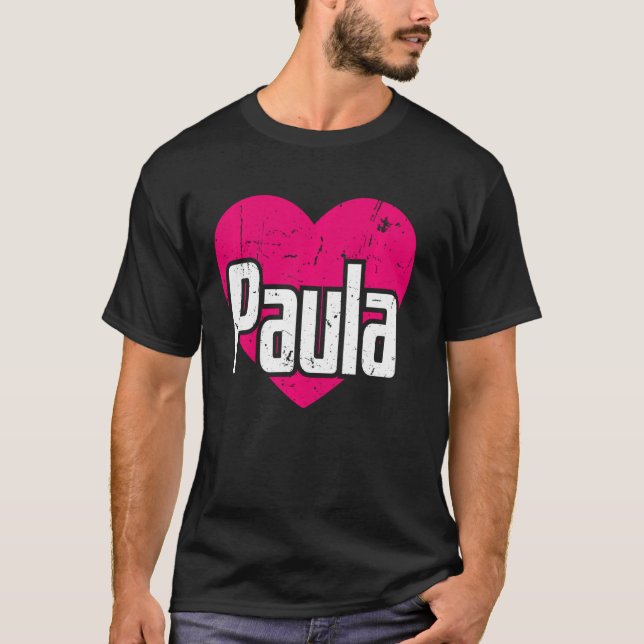 I Kärlek Paula Cute First Namn I Heart Paula T Shirt (Framsida)