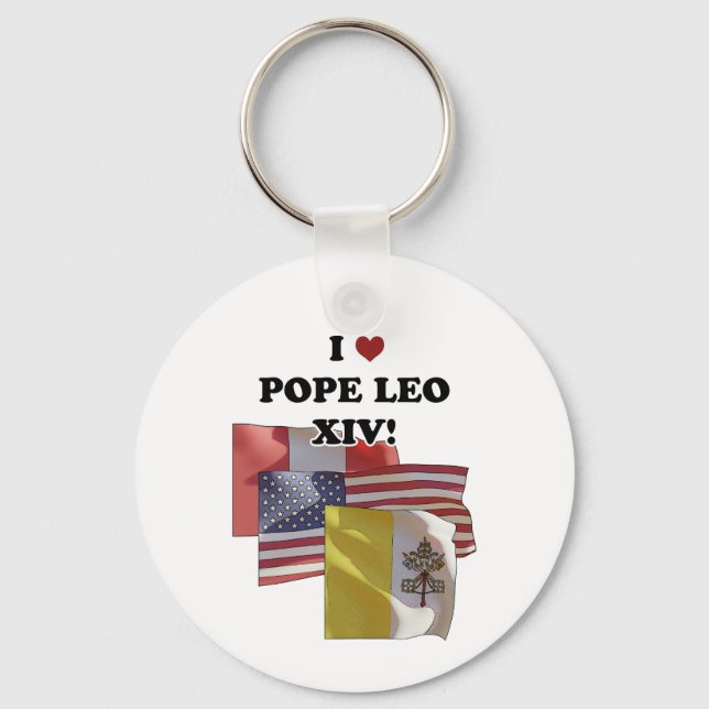 I Kärlek påve Leo XIV! (Version II) Nyckelring (Framsida)